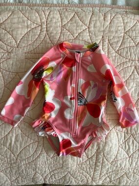 Tea Collection Pink Floral Long-Sleeve Rash Guard